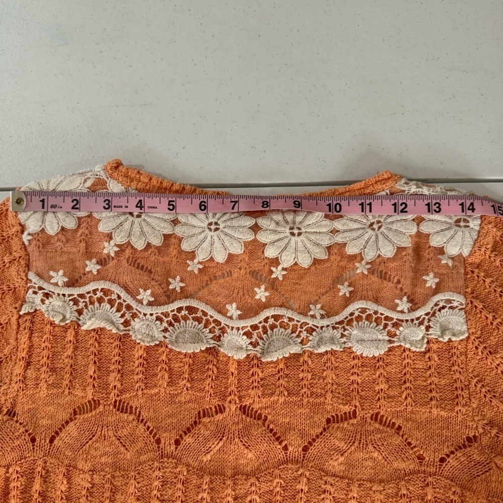 Style & Co. Crocheted Tunic Peach Lace Accents Long Sleeve Top Women’s Size Med - Picture 8 of 12